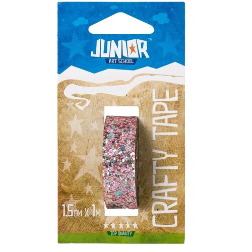 Junior crafty tape, kraft gliter traka, 15mm x 1m, odaberite nijansu Svetlo roze Slike