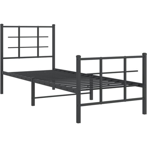 VidaXL Kovinski posteljni okvir z vzglavjem in vznožjem črn 80x200 cm, (21007165) Slike