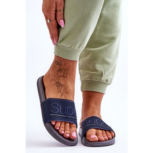 Kesi Lightweight women's slippers with the inscription Navy Grey Merry Slike