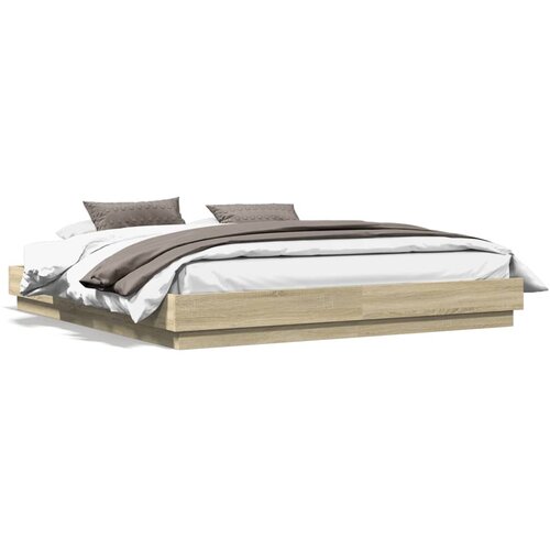  The Living Store Posteljni okvir z LED diodami sonoma hrast 180x200 cm - Posteljni Okvir, (21450763) Slike