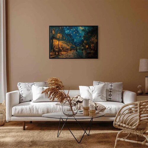  Slika - Paris street &amp;ndash; a painting inspired by Vincent van Gogh\&amp;#039;s style 60x40 U crnom drvenom okviru Slike