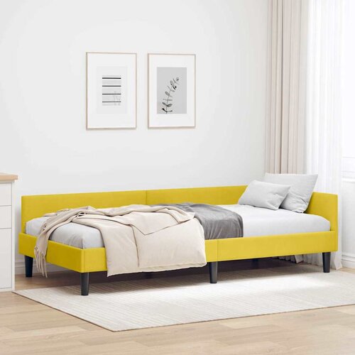  Kutni okvir kreveta s uzglavljem Žuta 90 cm x 200 cm Baršun Cene