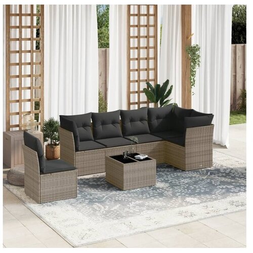 vidaXL 7-dijelni set vrtnih sofa sivi od poliratana Cijene