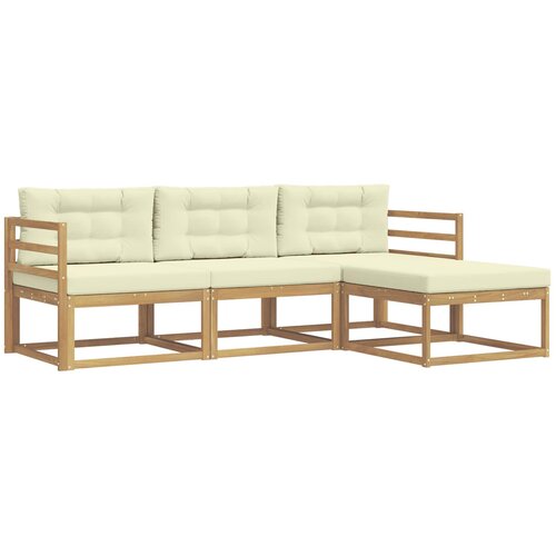 vidaXL Zunanja garnitura za sedenje 4 pcs Bela in krem Poliester, (5000281731) Cene