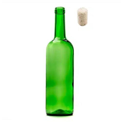  Staklena boca za vino BORDEAUX zelena 750 ml sa čepom Cijene