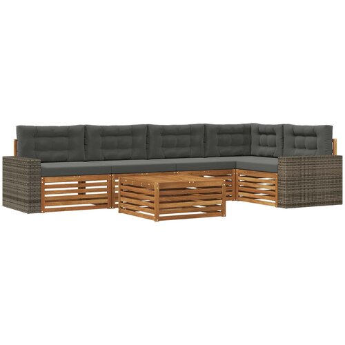  Set vanjskih sofa 6 kom. Prirodna i antracit Poliester Slike