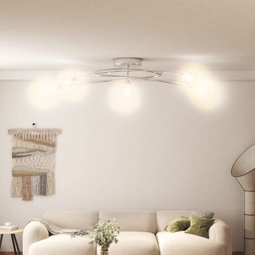 vidaXL Stropna lampa sa sjenilima od mrežaste žice za 5 G9 LED svjetla Cijene
