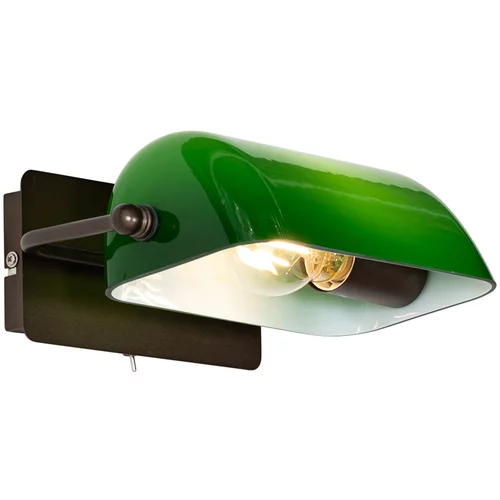 QAZQA Klassieke notaris wandlamp donkerbrons met groen glas - Banker