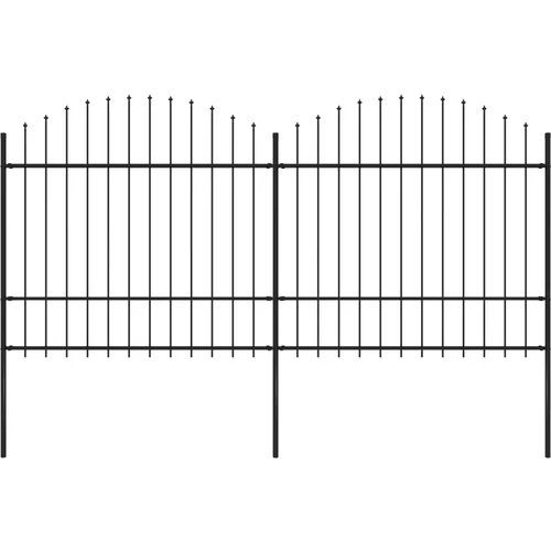  Vrtna ograda s ukrasnim kopljima (1,5-1,75) x 3,4 m čelična crna