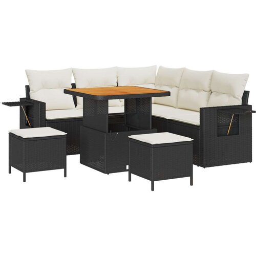  8-komadni vrtni sofa set s jastucima crni poli ratan akacija 3-komadni vrtni blagovaonski set s jastucima crni poli ratan akaci Slike