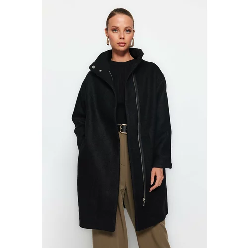 Trendyol Black Oversize Wide Cut Long Stitched Coat