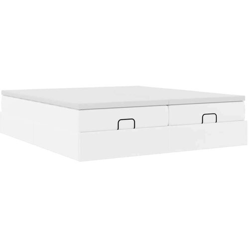VidaXL okvir kreveta s madracima bijela 200x200 cm umjetna koža Slike