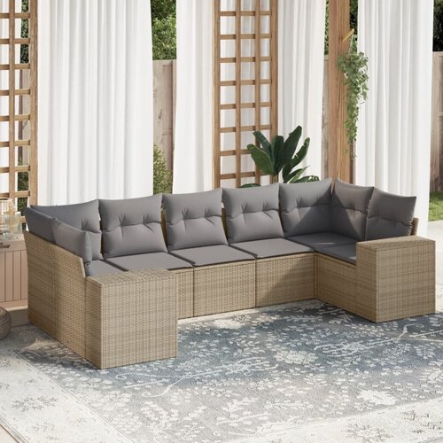  7-dijelni set vrtnih sofa od poliratana s jastucima bež 83 x 62 x 69 cm Cene