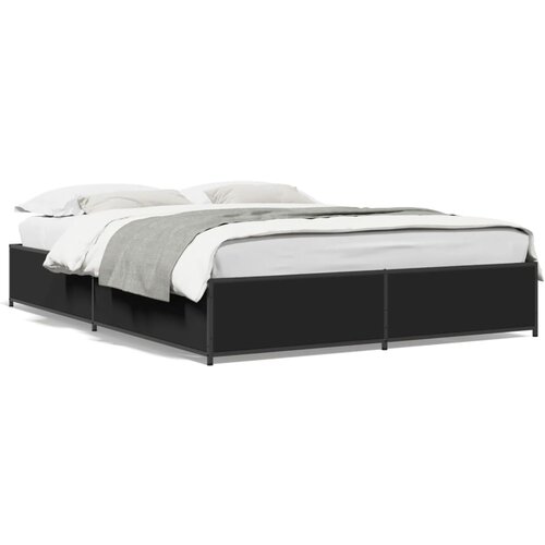 vidaXL Okvir kreveta crni 140 x 200 cm od konstruiranog drva i metala Cijene