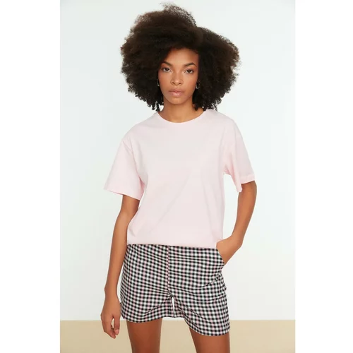 Trendyol Pink Boyfriend Printed Knitted T-Shirt