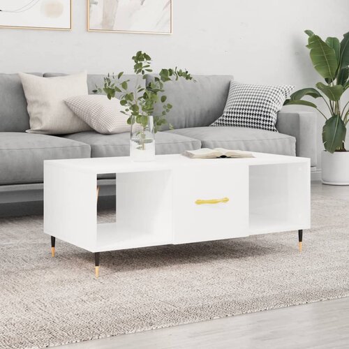 VidaXL Stolić za kavu sjajni bijeli 102 x 50 x 40 cm konstruirano drvo Slike