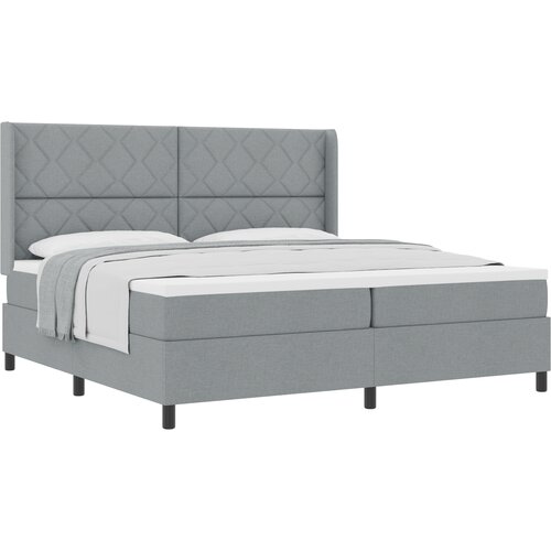 vidaXL Postelja na vzmet z vzmetnico Svetlo siva 200x200 cm Tkanina, (22050599) Cene