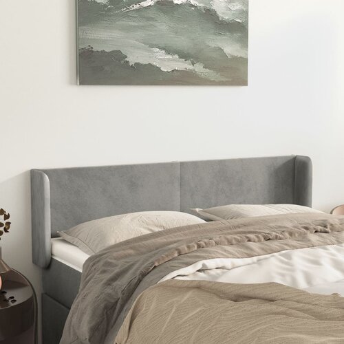  Uzglavlje s u&amp;scaron;ima svjetlosivo 147x16x78/88 cm bar&amp;scaron;unasto Slike