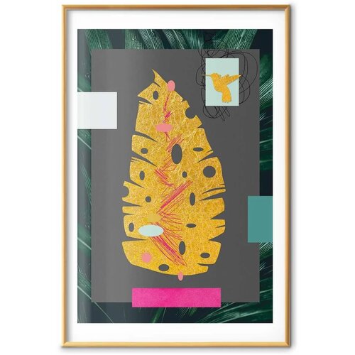  Plakat Golden Leaf 40x60 Zlatni okvir s margom Cijene