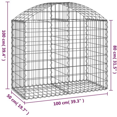  Gabionska ko&amp;scaron;ara s lukom 100 x 50 x 80/100 cm pocinčano željezo Slike