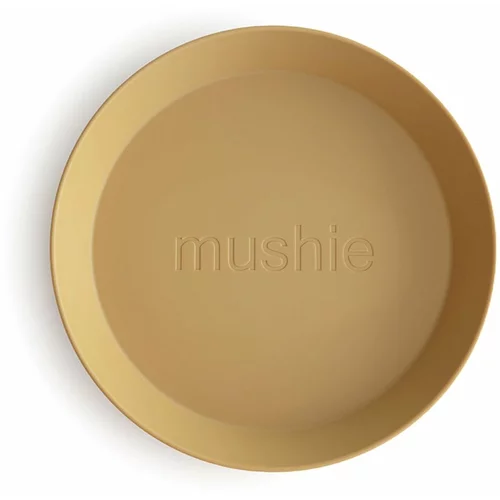Mushie Round Dinnerware Plates krožnik Mustard 2 kos