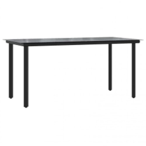  Vrtni blagovaonski set od 5 dijelova, crni, poliratan, staklo Crna 160 x 80 x 74 cm Slike