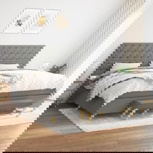 The Living Store Box spring postelja z vzmetnico temno siva 200x200 cm blago - Box Spring Postelja, (21518820) Cene
