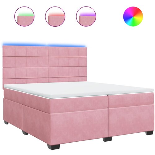 vidaXL box spring postelja z vzmetnico roza 200x200 cm žamet, (21306815) Cene