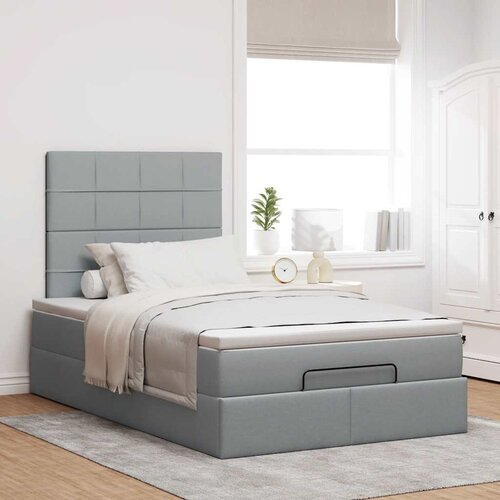 Okvir za krevet s madraca svjetlosivi 120x190 cm od tkanine Slike
