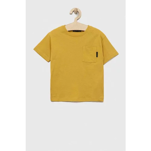 Sisley Otroška bombažna kratka majica rumena barva