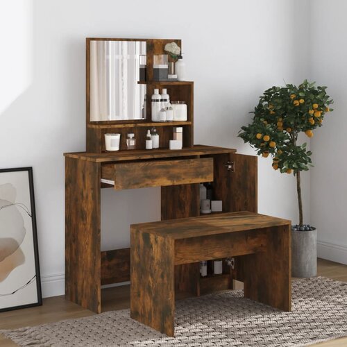  The Living Store Toaletna mizica komplet dimljeni hrast 86,5x35x136 cm - Komplet Toaletnih Mizic, (21500611) Cene