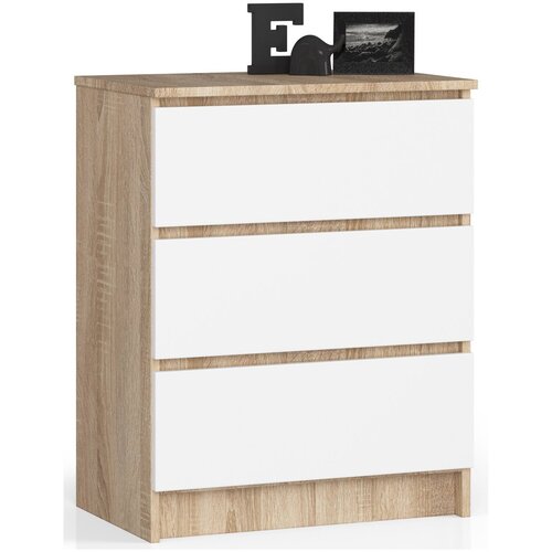 AKORD KOMODA K 60 cm 3 Predali SONOMA / BELA, (21703090) Slike