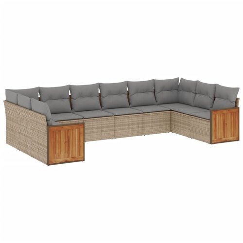 VidaXL 10-dijelni set vrtnih sofa s jastucima bež od poliratana Slike