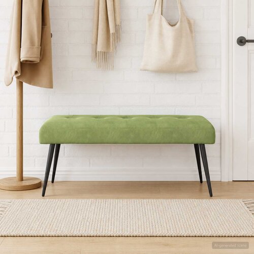  Klupa s gumbastim tkanjem Svijetlo zelena 110 x 40 x 46 cm Slike