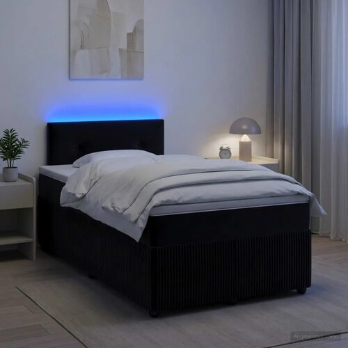  Boxspring krevet s madracem Crna 120 x 190 cm Baršun - Crna 120 x 190 cm Prošiveno gumbima Cene
