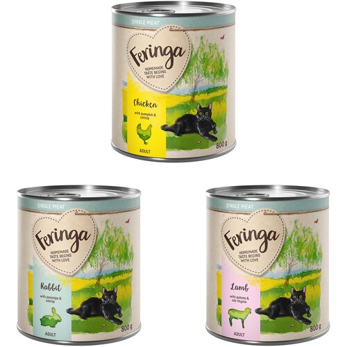  Varčno pakiranje: Feringa Single Meat meni 12 x 800 g - Mešani paket 1 (piščanec, zajec, jagnjetina) Cene