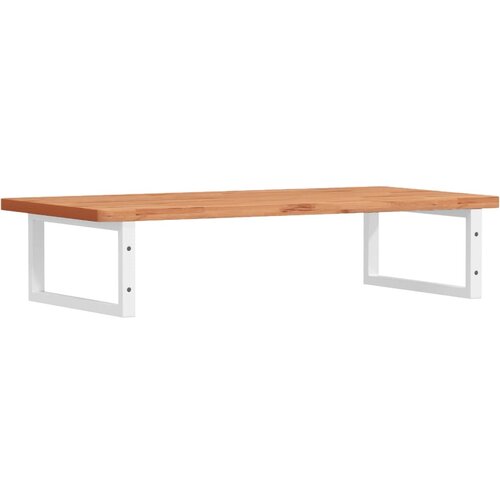  Zidna polica za umivaonik od čelika i masivne bukovine Smeđa 100 x 50 x 2.5 cm Slike