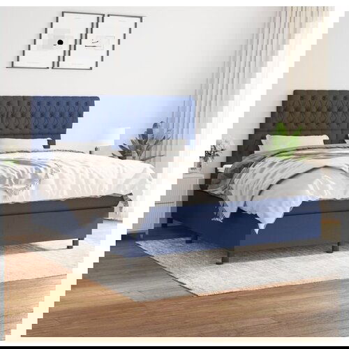 vidaXL Box spring postelja z vzmetnico modra 180x200 cm blag Cene