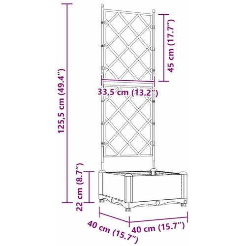  Vrtna saksija Svjetlosiva 40 x 40 x 125,5 cm PP Slike