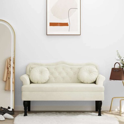  Klupa s jastucima Krem 120 5 x 65 x 75 cm baršunasta Cijene