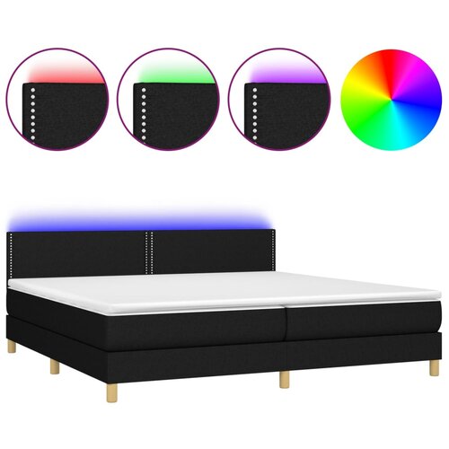 Maison Chic Box spring postelja - Vzmetna postelja z vzmetnico LED črna 200x200 cm blago SL9210, (21905253) Cene