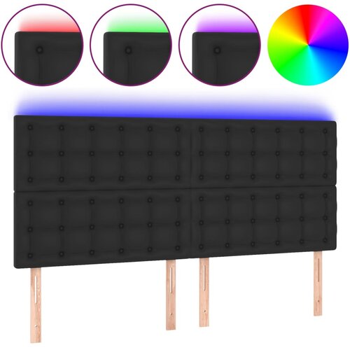 VidaXL LED posteljno vzglavje črno 160x5x118/128 cm umetno usnje, (20936190) Slike
