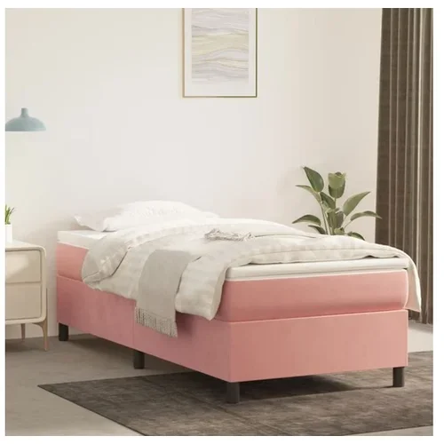  Box spring postelja z vzmetnico roza 90x190 cm žamet