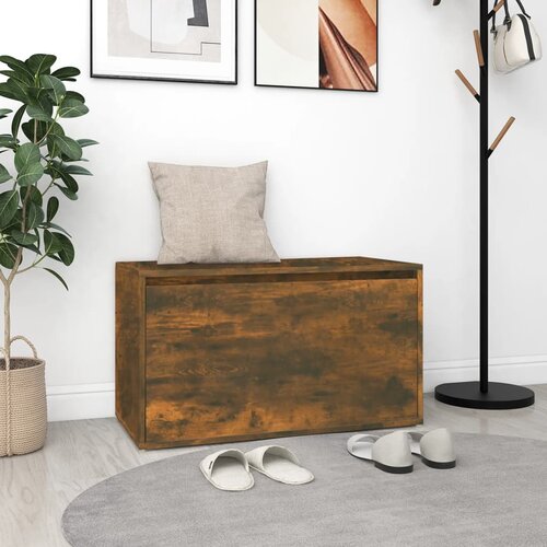 The Living Store Klop za hodnik 80x40x45 cm dimljeni hrast konstruiran les - Klop Za Hodnik, (21485918) Slike