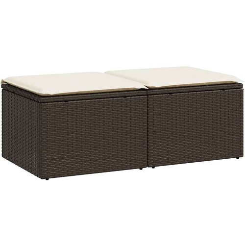 VidaXL 2-dijelni set vrtnih sofa poliratan i bagrem s jastucima smeđi Slike