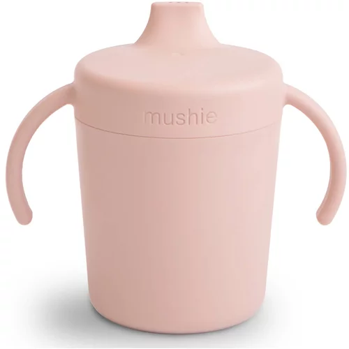 Mushie silikonski lonček z ročaji za učenje pitja sippy cup blush