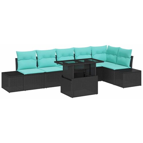 vidaXL Vrtna sedežna garnitura s shranjevanjem 7 pcs Črna Poly ratan, (5000021098) Cene
