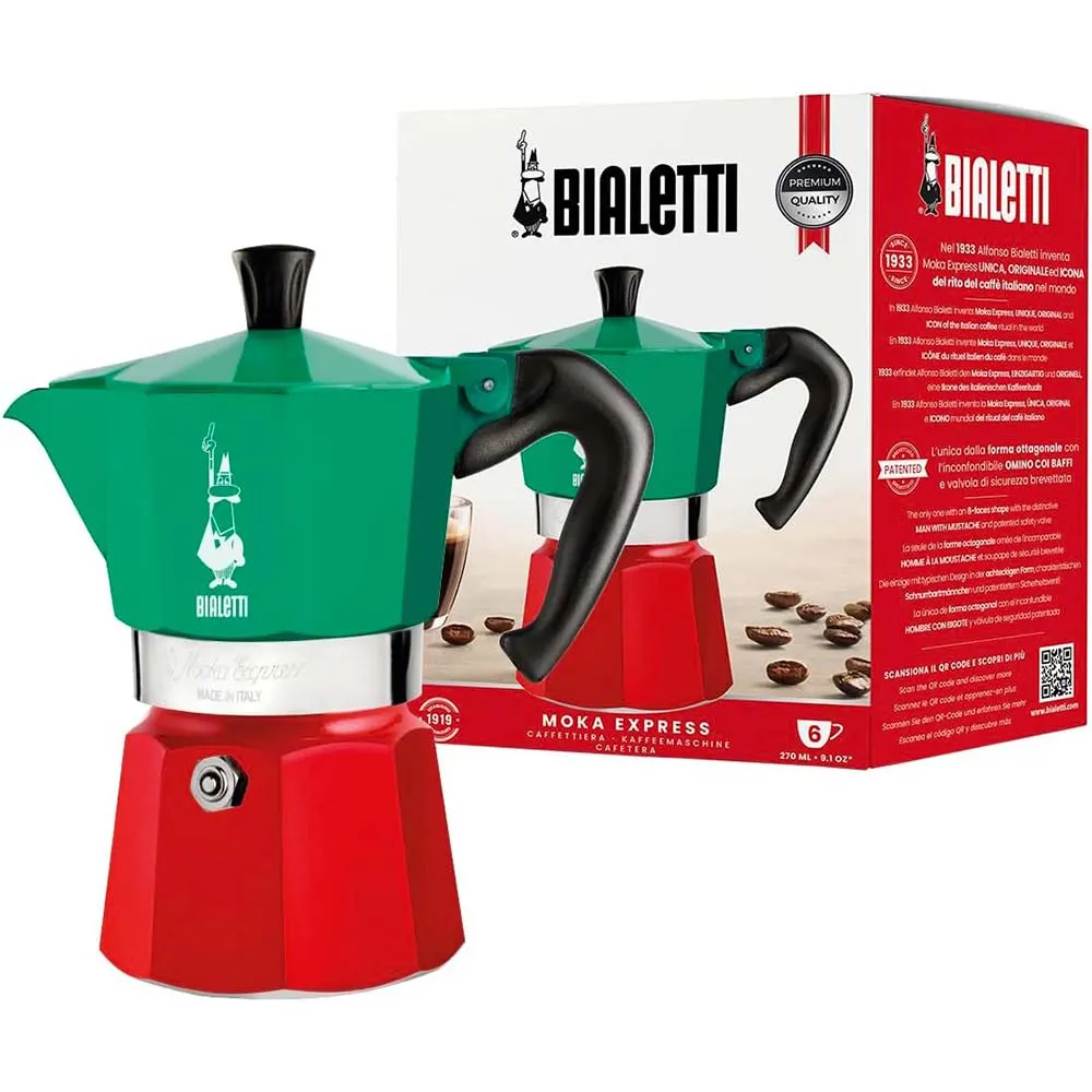 Bialetti Moka Express Tricolore 6 Cup - Moka Pot Lonče Slike