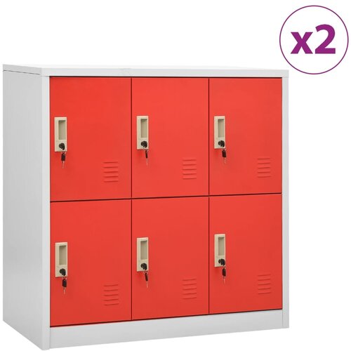 vidaXL ormarići s ključem 2 kom svjetlosivi/crveni 90x45x92,5 cm čelik Cijene