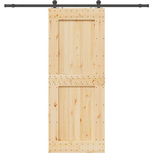 VidaXL Klizna vrata s priborom za montažu 90 x 210 cm masivna borovina Slike